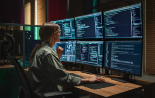 Cybersecurity professional monitoring SaaS traffic