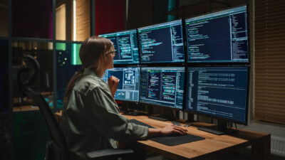 Cybersecurity professional monitoring SaaS traffic