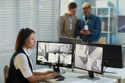 Security monitoring cameras for threat activity