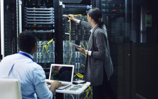IT professionals working on network security