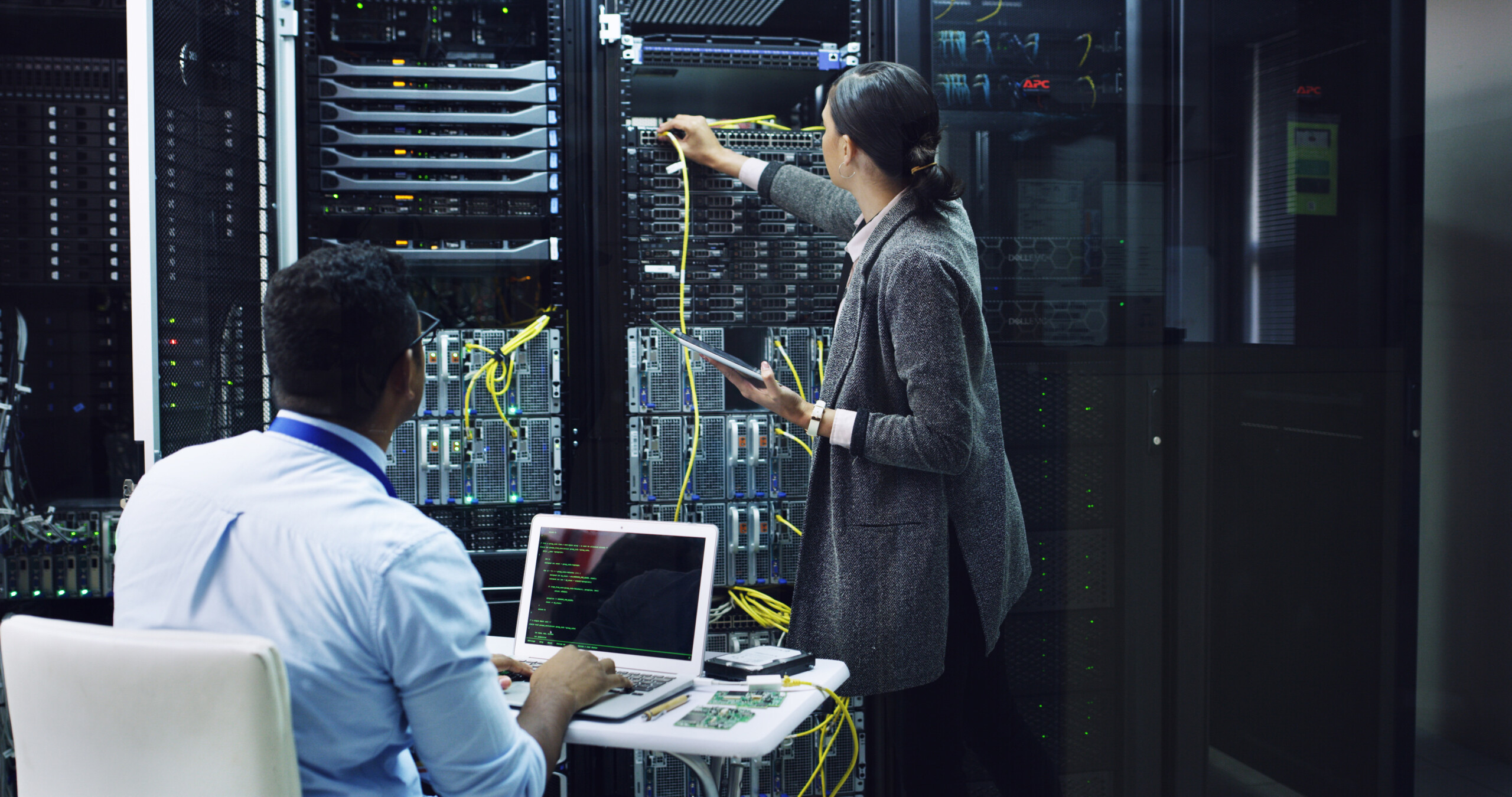 IT professionals working on network security