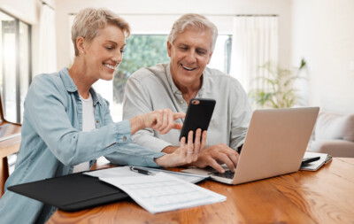 Couple reviewing their pension