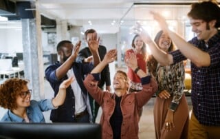Office celebrating good news
