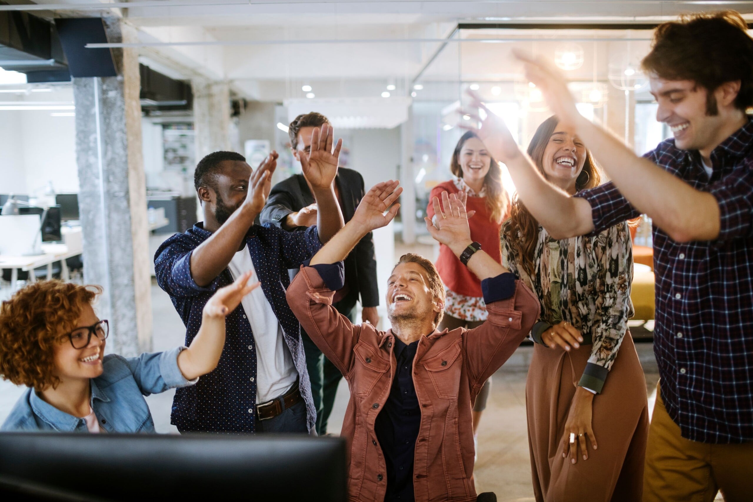 Office celebrating good news