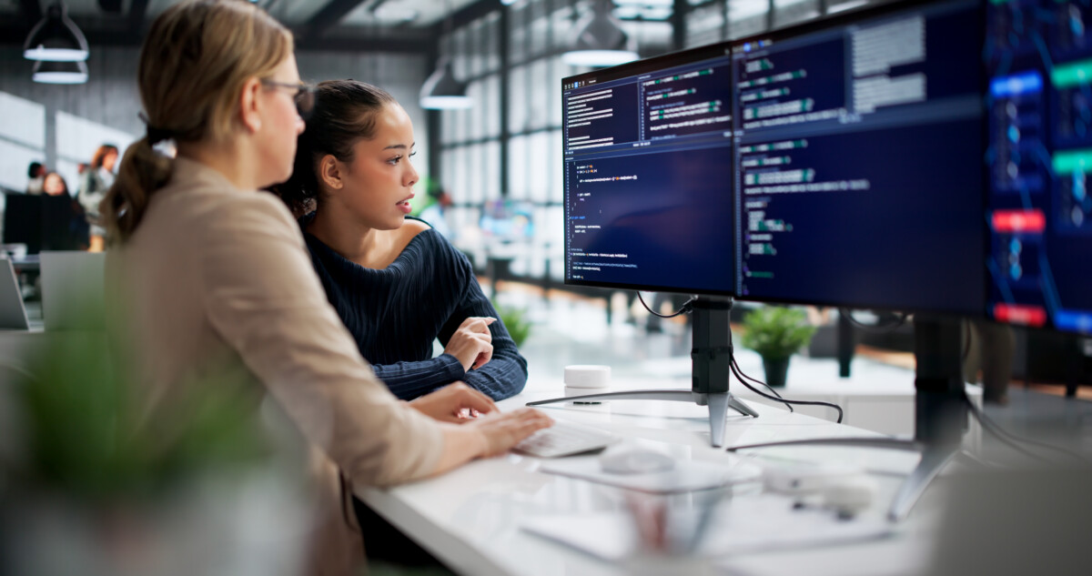 Woman Programming Software Applications On Computer