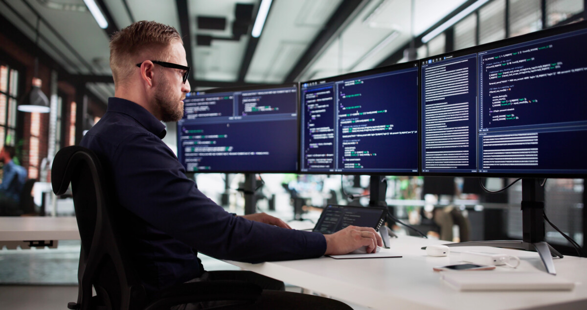 Digital Transformation Specialist Working On Coding Language