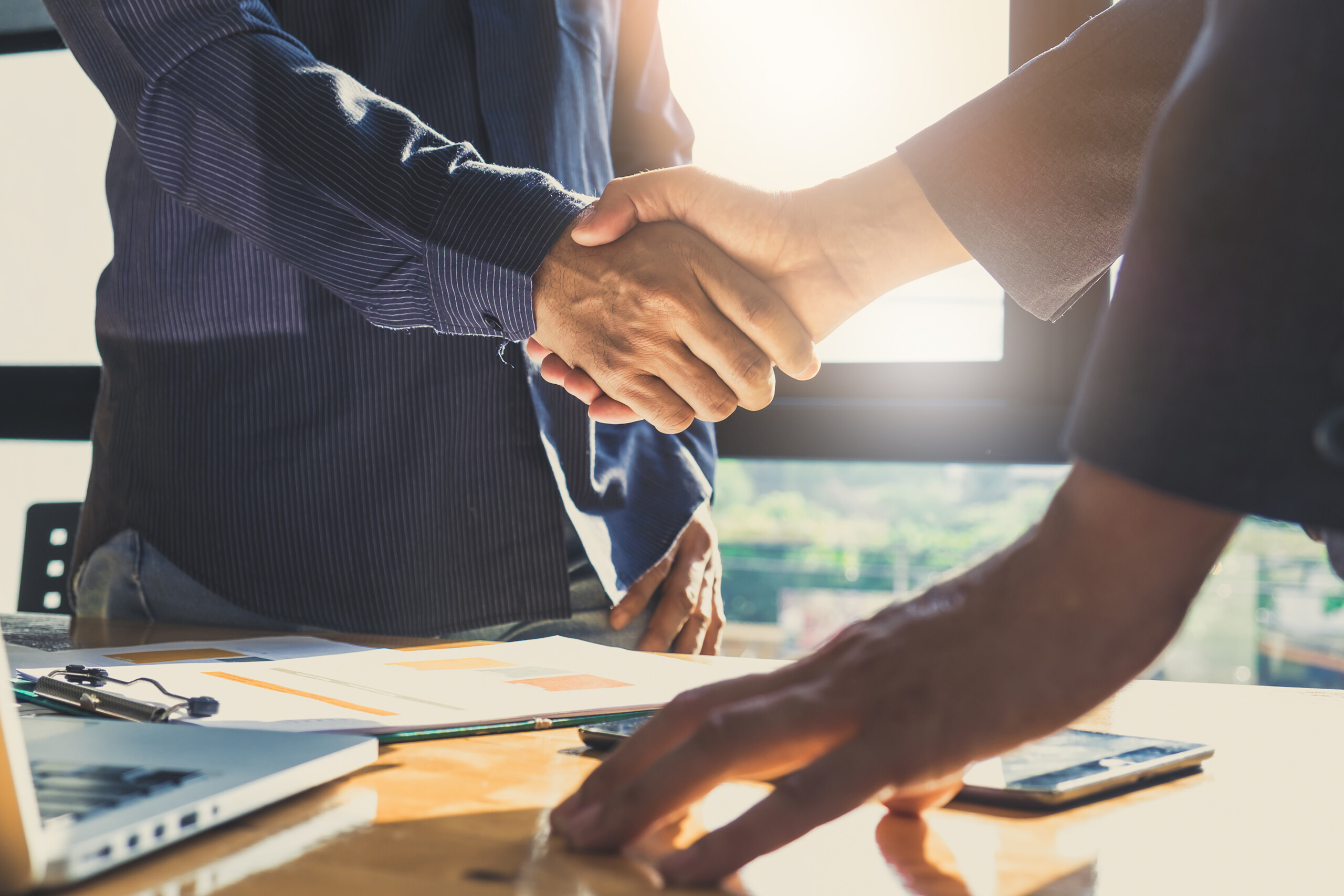 Business partnership handshake