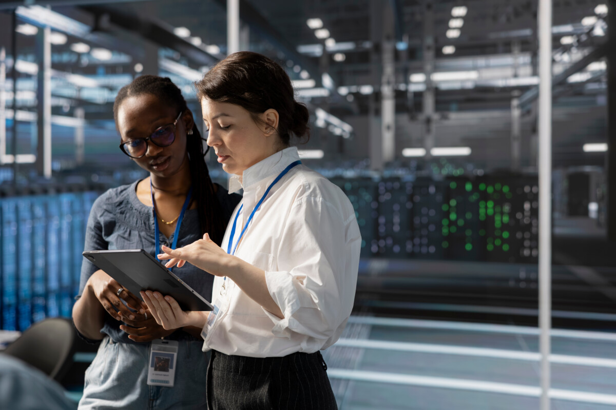Engineers in data center using device verifying firewall configurations