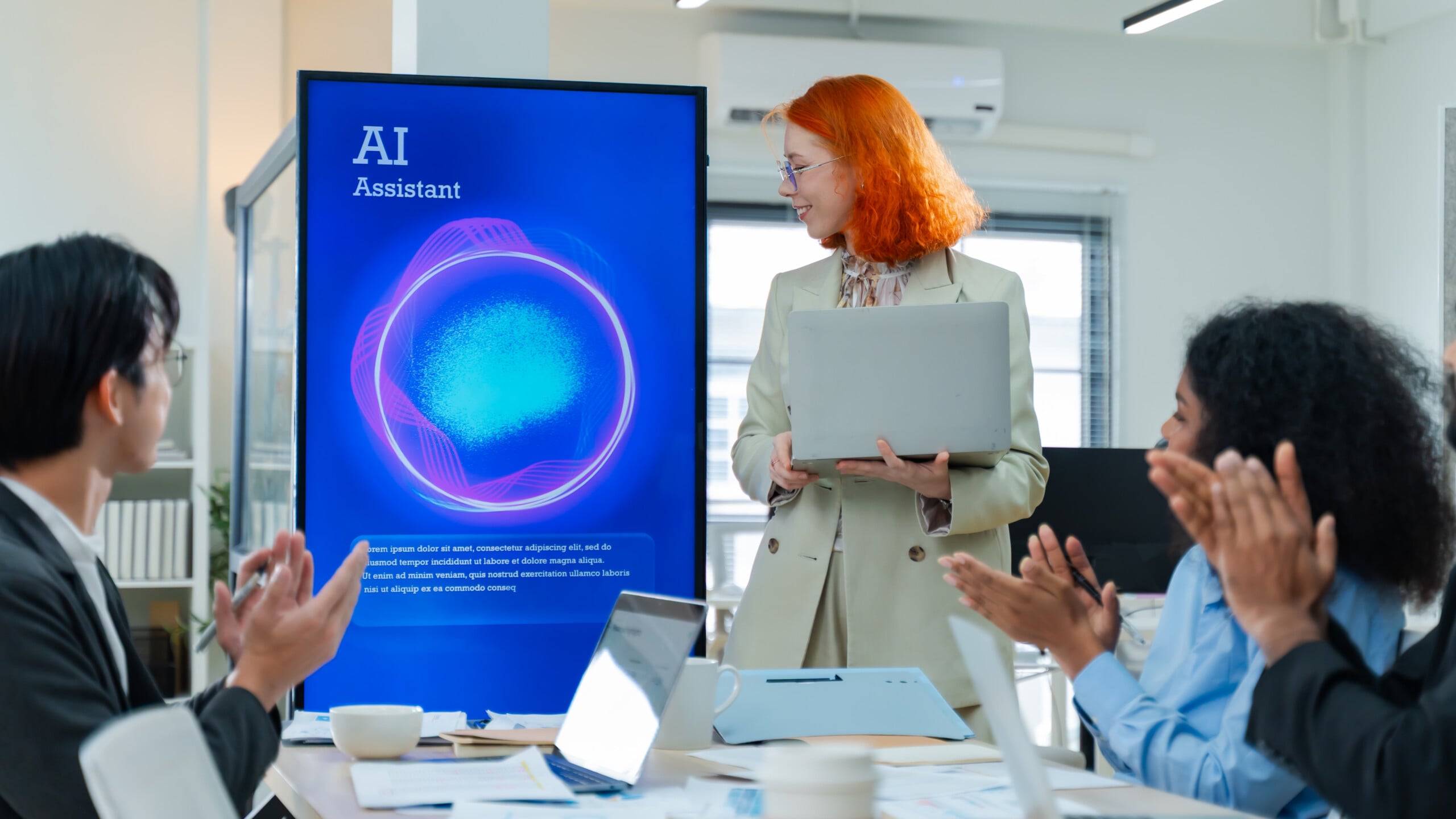 team using ai assistant to support business decision
