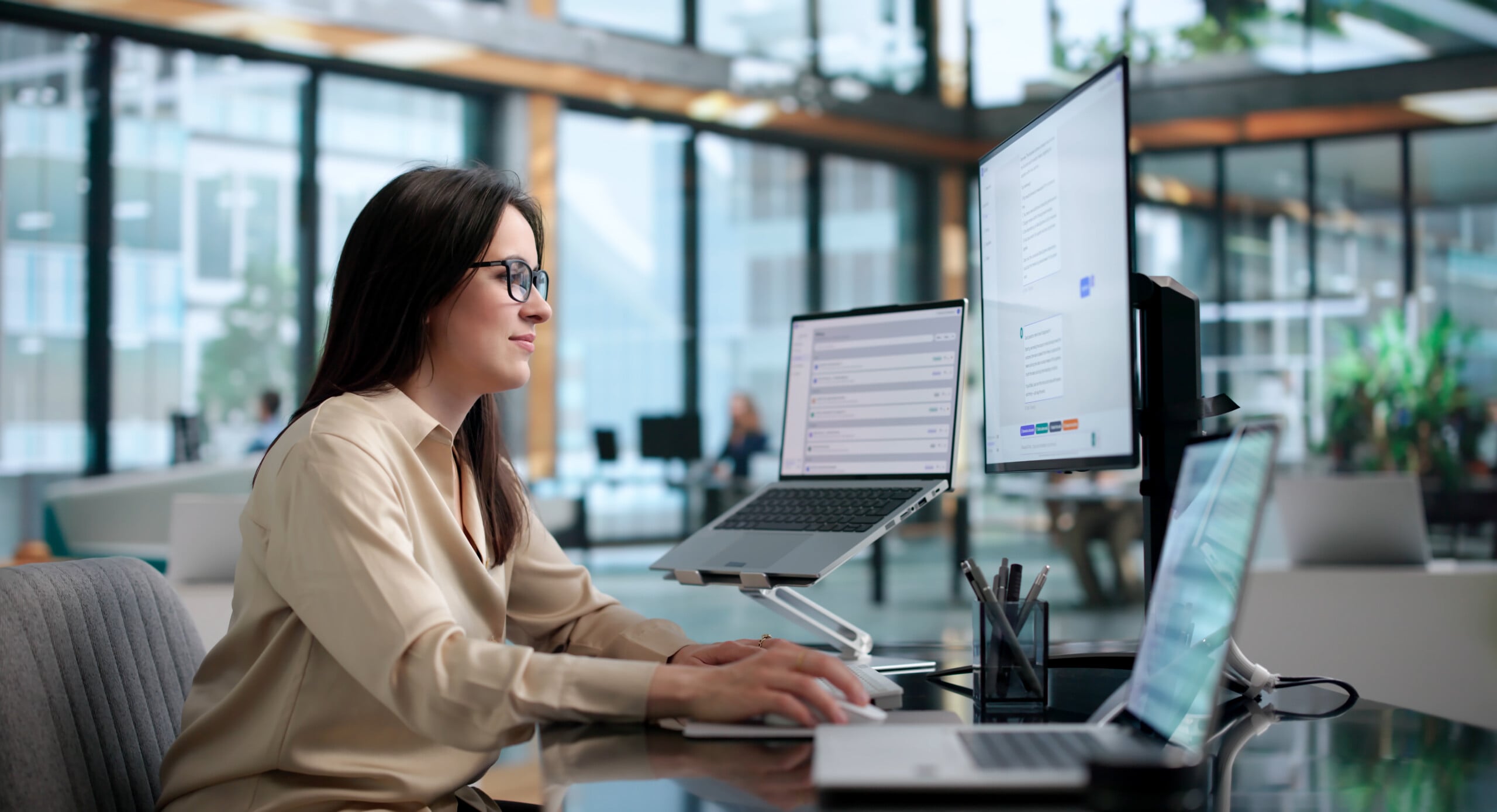 Woman using ai assistant
